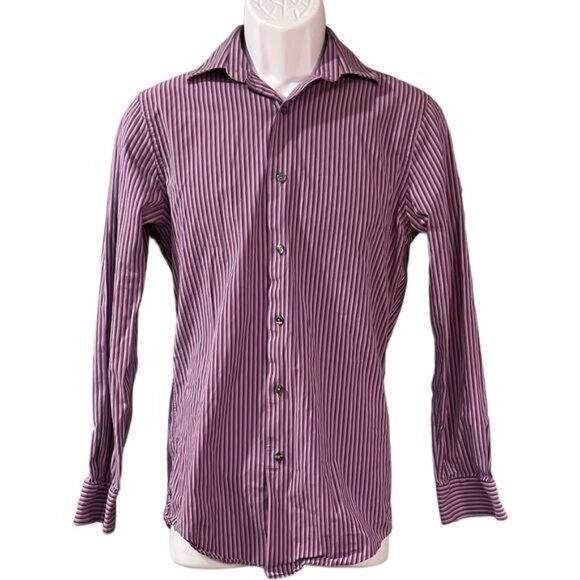 Apt.9 Mens Slim Fit Striped Long Sleeve Button-Up Shirt 14.5 32/33 - Picture 1 of 9
